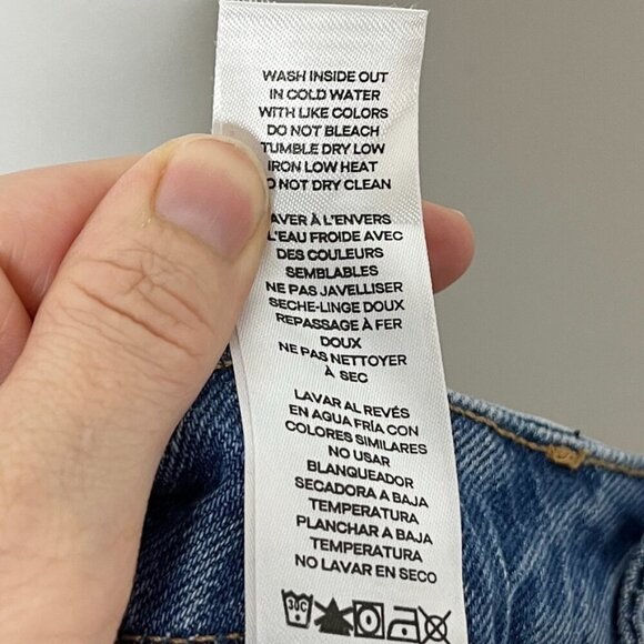 Good American Good Boy Destructed Womens Jeans 2/26 Distressed Indigo Light Wash - Picture 8 of 8